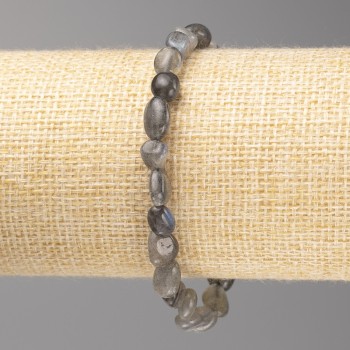 Bracelet with Labradorite Stone, Faceted, 5x7 mm Diameter ± on Elastic, Length 18 cm+