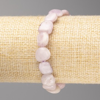 Kunzite Stone Bracelet with Faceted Beads, 10×13 mm diameter ±, on elastic band, length 18 cm+