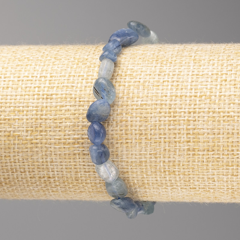 Kyanite stone bracelet with faceted beads, diameter 7×10 mm ± on elastic cord, length 18 cm+