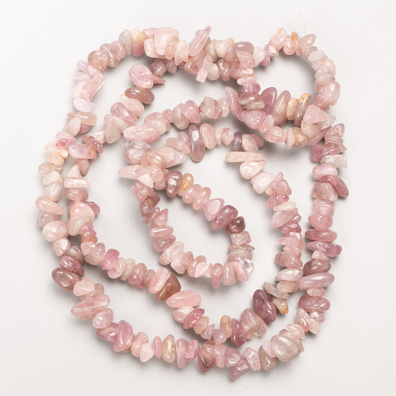 Tourmaline Quartz Beads, natural stone chip on thread, diameter 8x3 mm, length 80 cm +