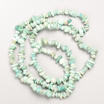 Amazonite Beads, natural stone chips on beading thread, diameter 7×3 mm, length 82 cm +