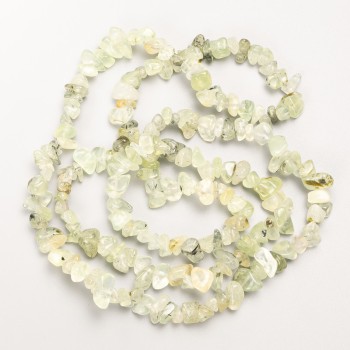 Rutilated Quartz Hairy Beads - Natural Stone Chip on Thread, 9×4 mm, 82 cm Length