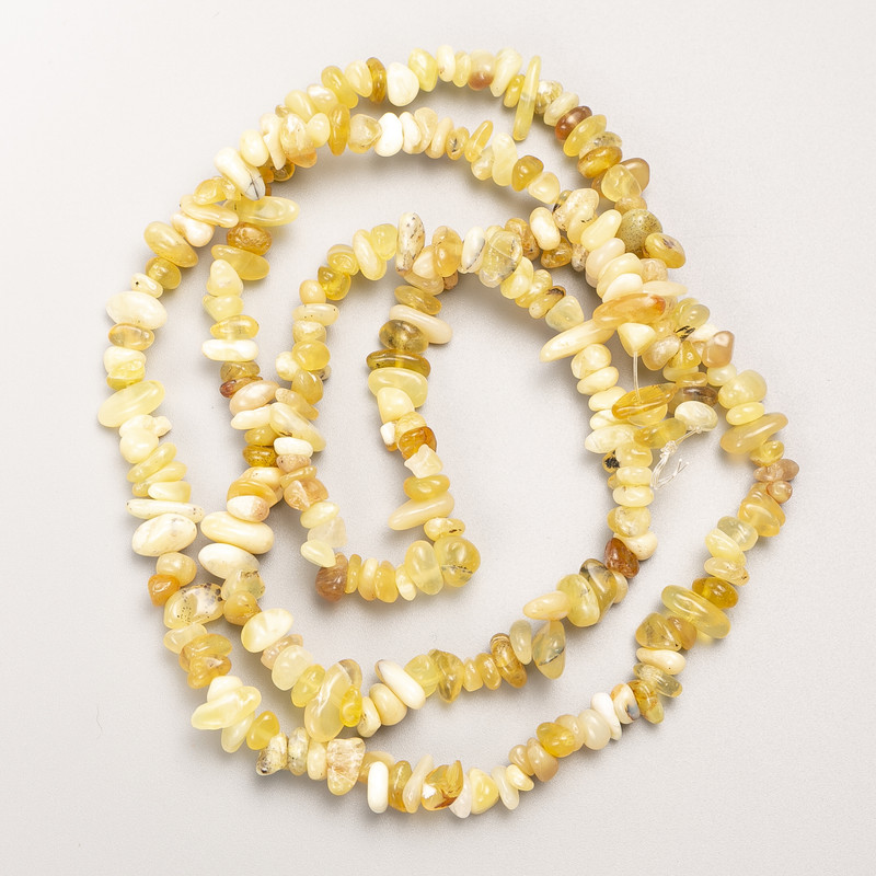 Yellow Turquoise Beads, Natural Stone Chips on Beading Thread, Diameter 7x3 mm, Length 80 cm (+)