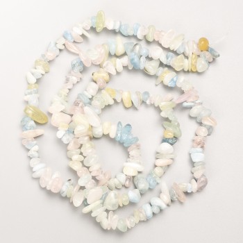 Morganite Beads natural gemstone chip on beading thread, diameter 9×3 mm, length 80 cm