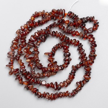 Goshenite Garnet Beads - natural stone chips on thread, diameter 6x3 mm, length 84 cm