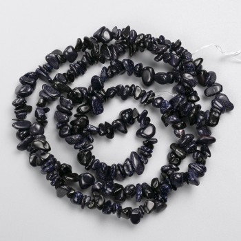 Aventurine Beads 'Night of Cairo' natural stone chip on a beading thread, diameter 8x3mm+-, length 80 cm +
