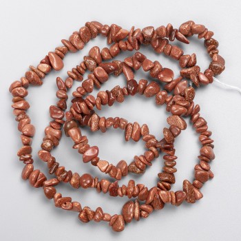 Adventurine Beads 'Golden Sand' (synthetic) chip on thread, diameter 8x3 mm, length 80 cm +