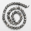 Larvikite Beads, Natural Stone, Faceted Cube on Thread, 7 mm Diameter, 38 cm Length ±
