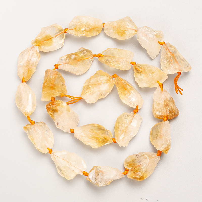 Unpolished Citrine Beads, Natural Stone, On Thread, 13×17 mm, 40 cm length