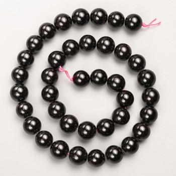 Garnet beads natural stone smooth spheres on thread, diameter 10mm+-, length 38 cm +
