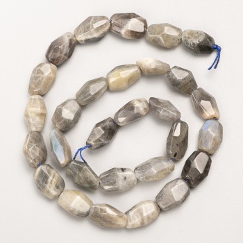 Labradorite Beads, Natural Stone, Faceted on Thread, Diameter 10x14 mm, Length about 38 cm