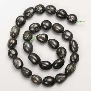 Seraphinite Beads, Natural Stone, Faceted on a Thread, Diameter 12x14 mm, Length 40 cm