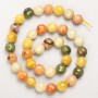 Assorted Natural Stone Beads - Faceted Round Beads on a Cord, Diameter 10 mm ±, Length 38 cm ±