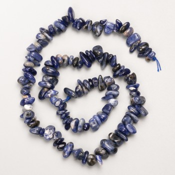 Sodalite Beads - Natural Stone Chip on Thread, Diameter 8x4 mm, Length 40 cm