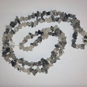 Hairy Rutile Quartz Beads on Thread, Natural Stone Chip, 10x3 mm, Length 82 cm +