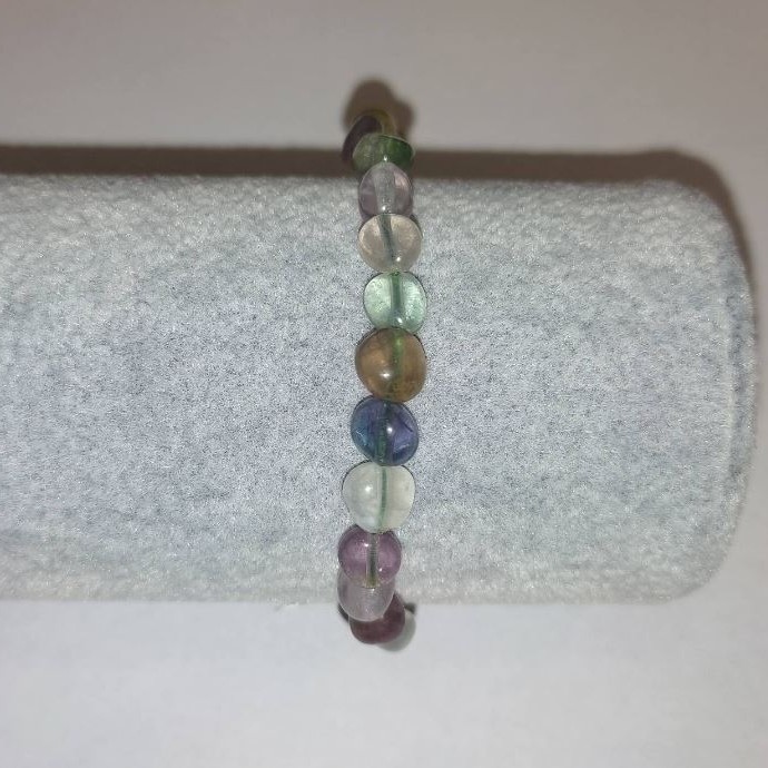 Bracelet made of natural fluorite, faceting, 7×9 mm ± on elastic cord, length 18 cm+