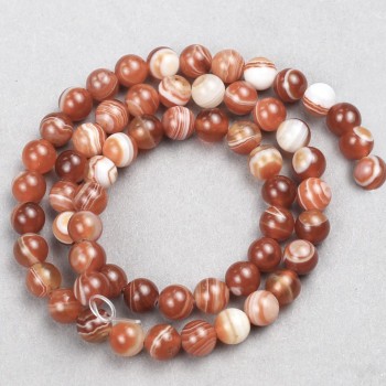 Orange agate beads, smooth round balls, 6mm diameter, 38cm length on a sturdy monofilament thread