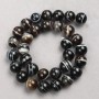 Dark Brown Agate Beads, Smooth Round on Beading Thread, 12 mm diameter, 38 cm length+