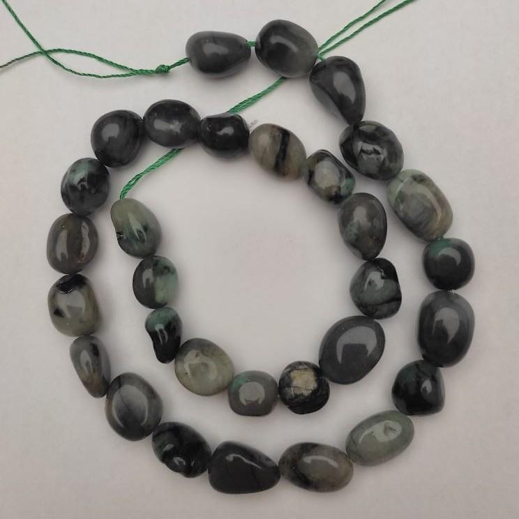 Moss Agate Beads haltivka shape, diameter 10×13mm, length 39cm on thread