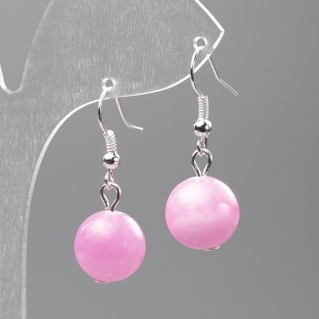 Earrings 'Strawberry Quartz' (acrylic imitation) smooth bead, diameter 12.5 mm, length 3.5 cm