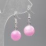 Earrings 'Strawberry Quartz' (acrylic imitation) smooth bead, diameter 12.5 mm, length 3.5 cm
