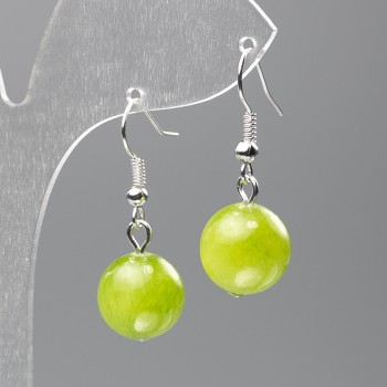 Onyx Earrings (acrylic imitation) smooth bead, diameter 12.5 mm, length 3.5 cm