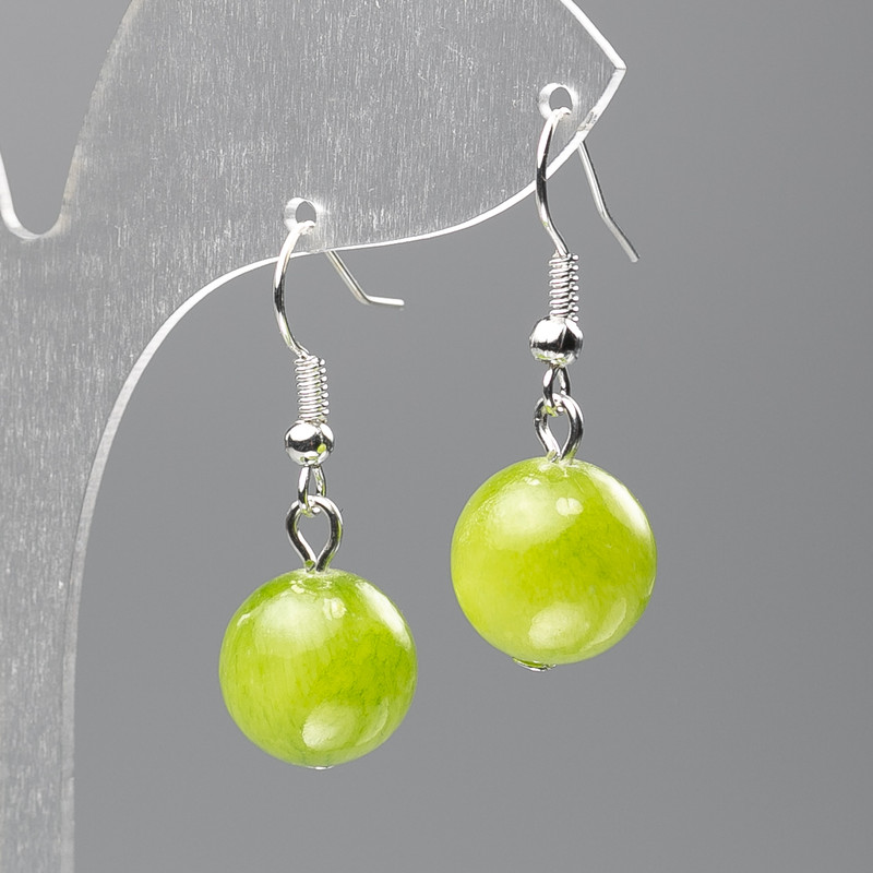 Onyx Earrings (acrylic imitation) smooth bead, diameter 12.5 mm, length 3.5 cm