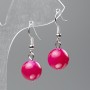 Earrings with Toned Quartz (Imitation Acrylic) Smooth Bead, Diameter 12.5 mm, Length 3.5 cm