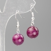 Toned Quartz Earrings (Imitation Acrylic) Raspberry Smooth Ball, 12.5 mm diameter, 3.5 cm length