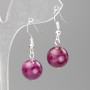 Toned Quartz Earrings (Imitation Acrylic) Raspberry Smooth Ball, 12.5 mm diameter, 3.5 cm length