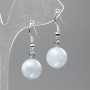 Aquamarine Earrings (acrylic imitation) Smooth Ball, Diameter 12.5 mm, Length 3.5 cm