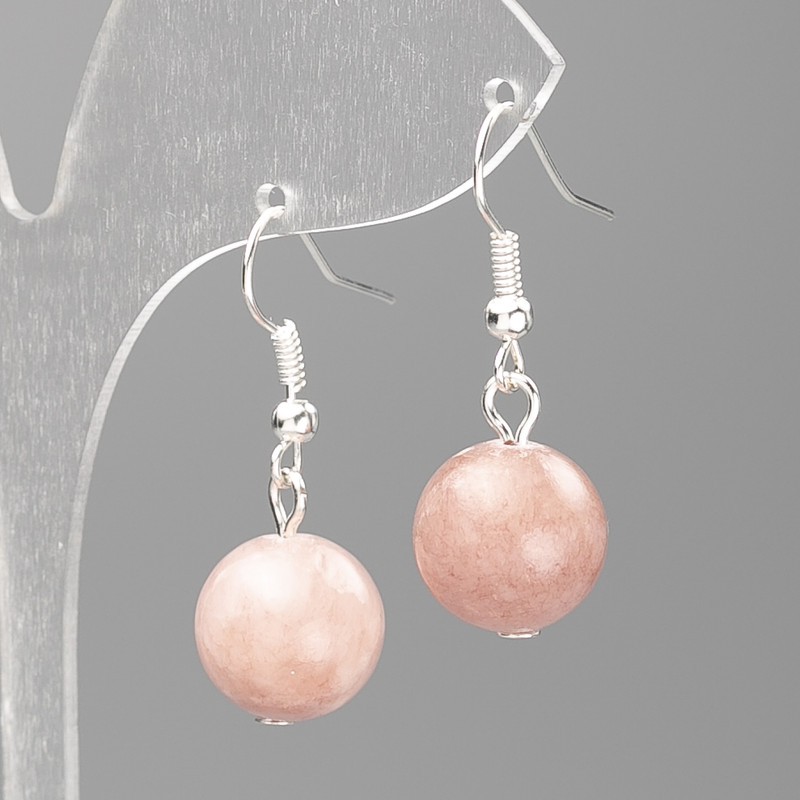 Earrings 'Strawberry Quartz' (acrylic imitation) smooth ball, 12.5 mm diameter, 3.5 cm length