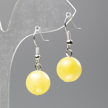 Earrings 'Citrine' (imitation acrylic) smooth ball, diameter 12.5 mm, length 3.5 cm