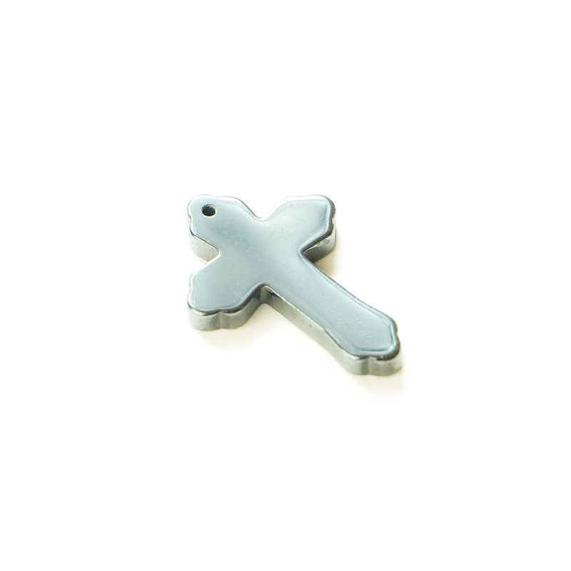Hematite Cross Pendant, 22×32×3.5 mm