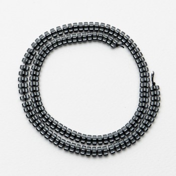 Hematite Beads 'Flower', 6x3 mm, length 40 cm on thread