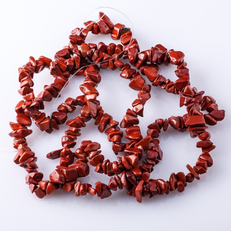 Natural Stone Beads on Thread Red Jasper 'Stone Chip' 3-10mm 85-90 cm