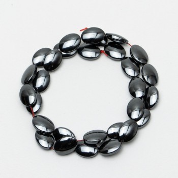 Oval Hematite Beads, 10×14×5 mm, 40 cm length, on beading thread