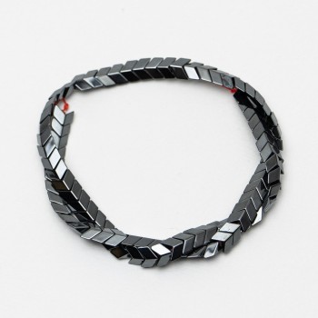Arrow-shaped hematite beads, 8x7x4 mm, 40 cm length on beading wire