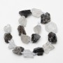 Unpolished beads of Mountain Crystal and Smoky Quartz - Oval, 23x26 mm (±), 42 cm on a thread