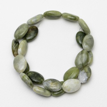 Jadeite Beads, Natural Stone, Oval, 13x18x6 mm, 40 cm Length on Thread
