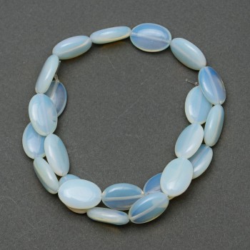 Moonstone Beads (Synthetic) Oval, 12×18×6 mm, 40 cm on beading wire