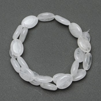 Rock crystal beads, natural stone, oval, diameter 13×18×6 mm, length 40 cm on thread