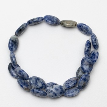 Sodalite Beads, Natural Stone, Oval, 13×18×6 mm, 40 cm on Beading Thread