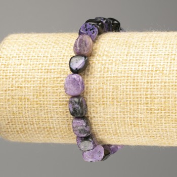 Charoite bracelet with natural stones, faceted beads, diameter 8x9 mm ±, length 18 cm (stretch)