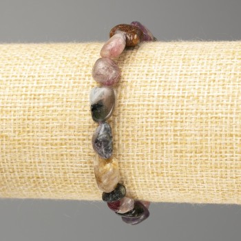 Natural Tourmaline Bracelet, Faceted, 10x7 mm diameter, 18 cm length (stretch)