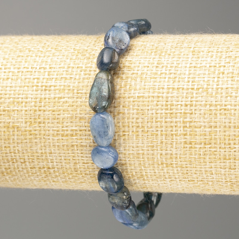 Kyanite bracelet, natural stone, faceted beads, diameter 10x12 mm, length 18 cm (stretch)