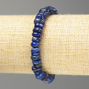 Lapis Lazuli Natural Stone Rondelle Bracelet, Bead Diameter 8×3 mm, Length 18 cm (Stretch)