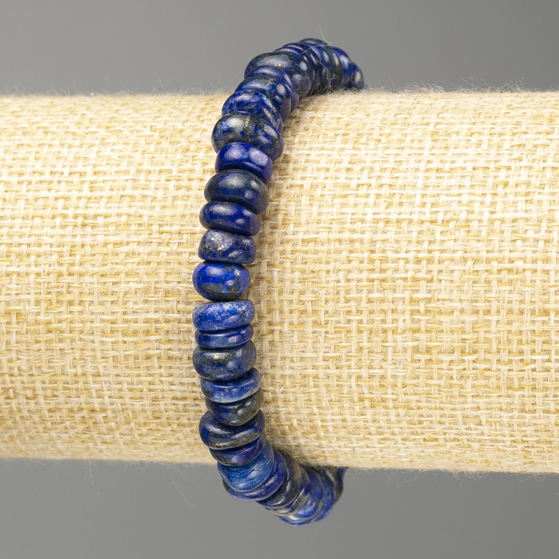 Lapis Lazuli Natural Stone Rondelle Bracelet, Bead Diameter 8×3 mm, Length 18 cm (Stretch)