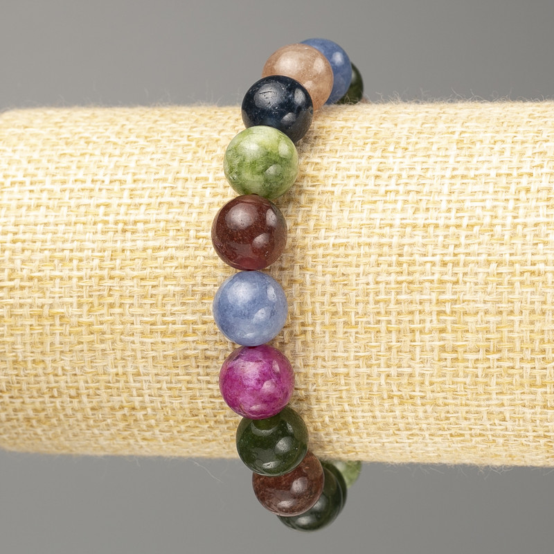 Bracelet 'Gemstones' named after the smooth bead, diameter 10(±)mm, length 18cm (stretch)