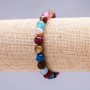 Multicolored agate bracelet with natural agate beads, faceted beads, 8 mm diameter, 18 cm length (stretch)